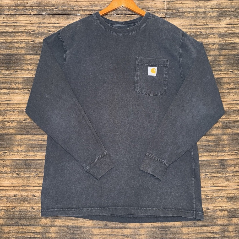 Carhartt Men's Loose Fit Pocket Long Sleeve T Shirt Size M Black